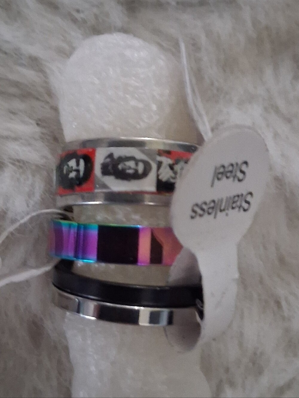 Stainless Steel Kids Multi-Color and Black Stackable Rings